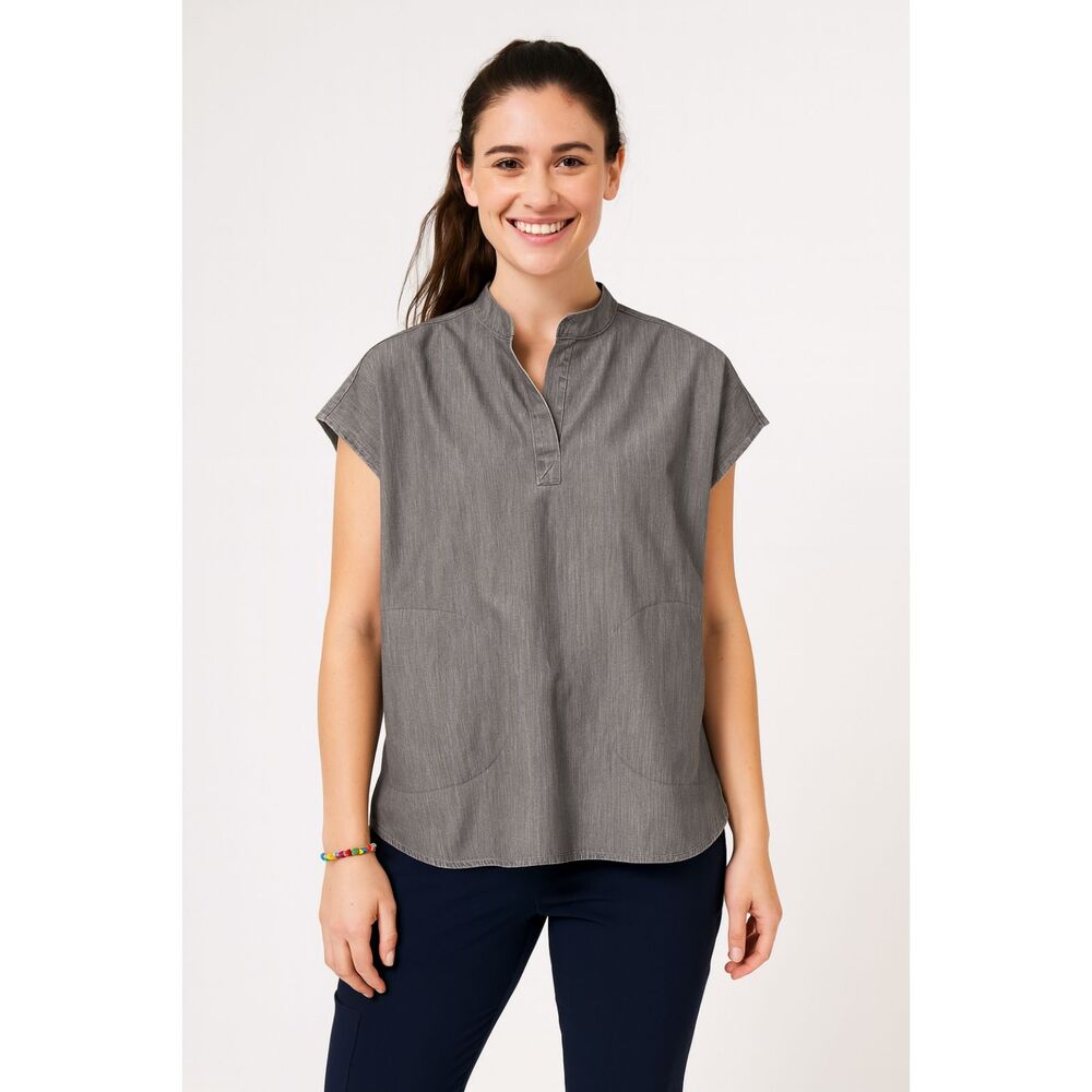 FIGS Techincal Gray Mandarin Rafaela Tunic Scrubs Tank Top Women's Size Small